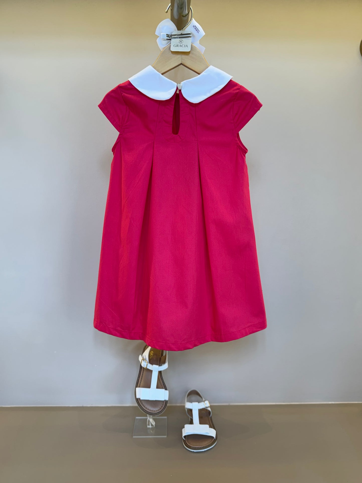 Vestido Infantil Jumper Gola Branca e Pregas - Beabá