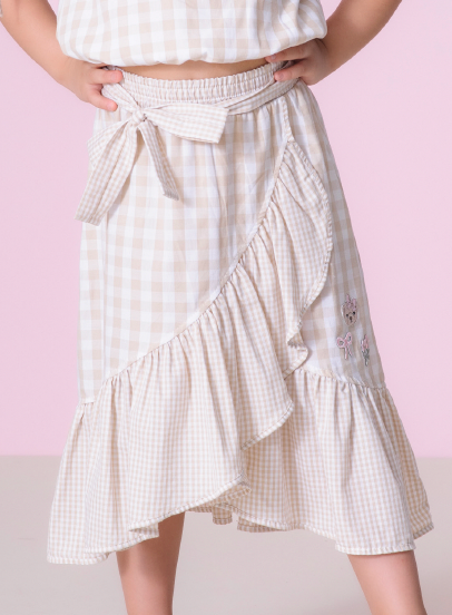 Saia-shorts Infantil Midi Xadrez Patches - Pituchinhus