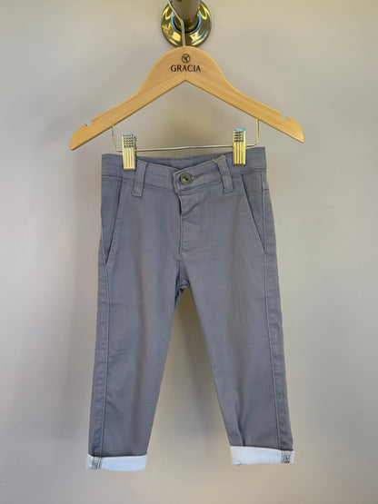 Calça social skinny de sarja cinza - Dame