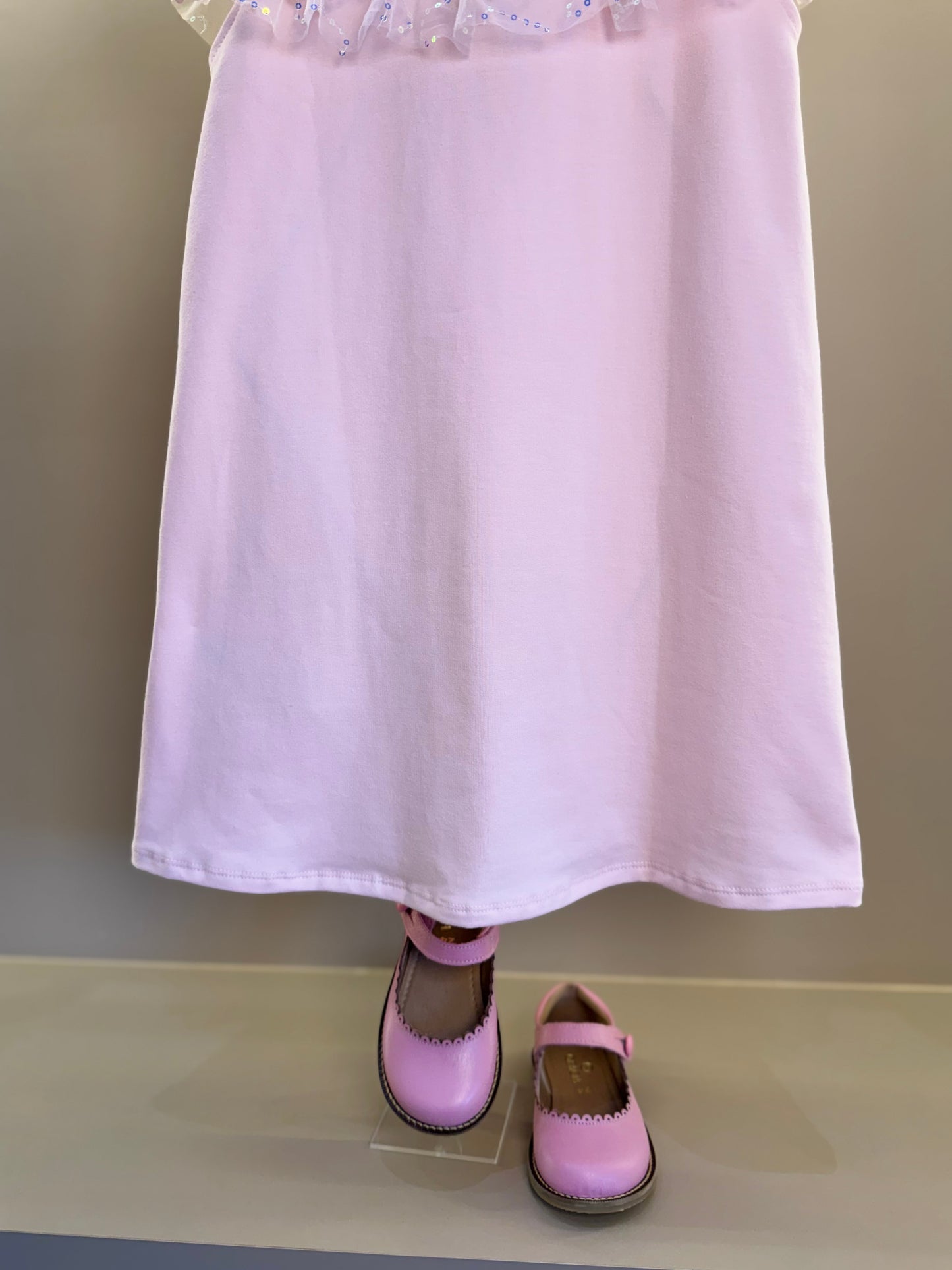 Vestido Infantil Trapézio Bonequinha Tule Bordado Rosa - Petit Cherie