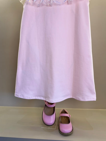 Vestido Infantil Trapézio Bonequinha Tule Bordado Rosa - Petit Cherie