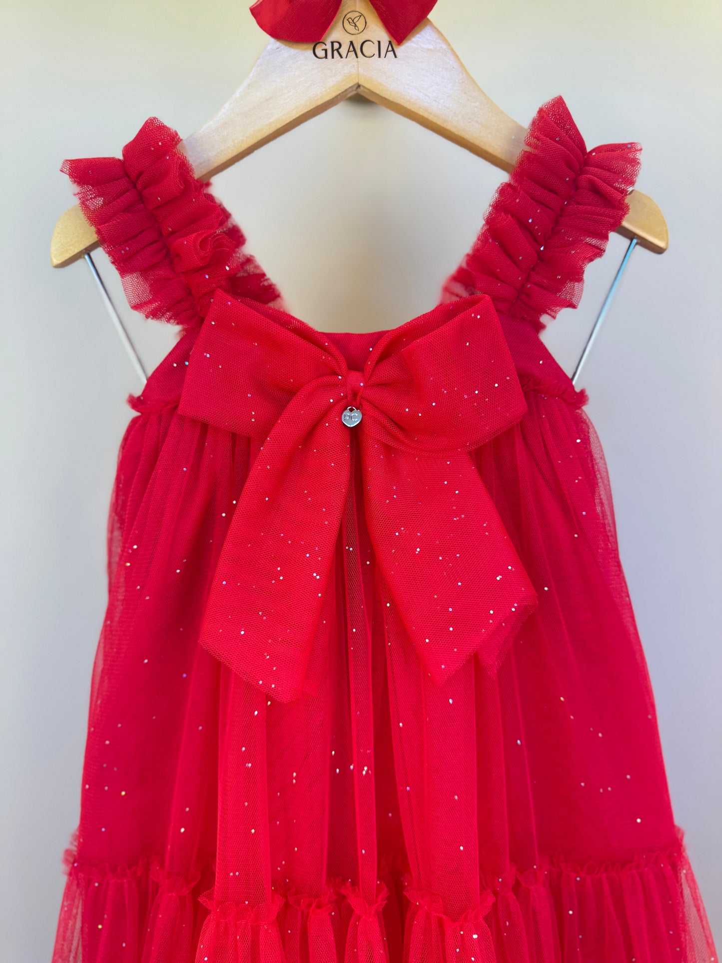 Vestido Infantil Tule Glitter e Laço Festa - Petit Cherie