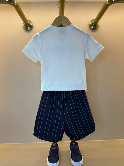 Conjunto Infantil T-shirt Seaborn e Bermuda Listrada - Youccie