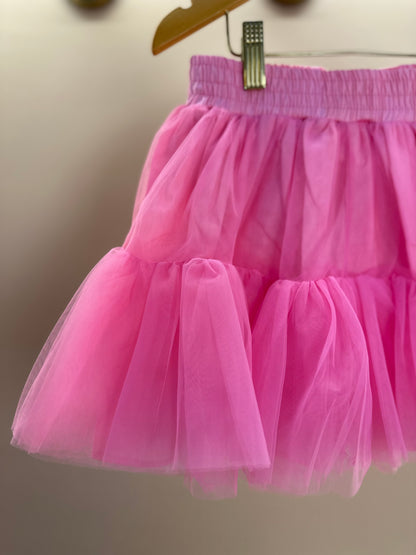 Saia Infantil Tule Babados Patche Barbie Rosa Ópera - Pituchinhus