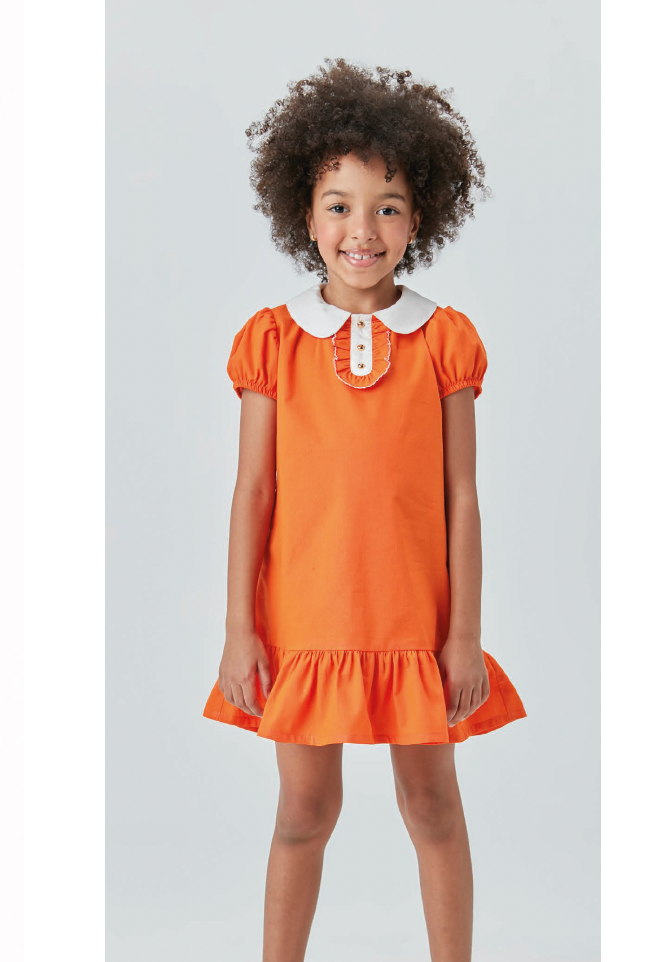 Vestido Infantil Jumper Algodão com Detalhe Gola - Beabá