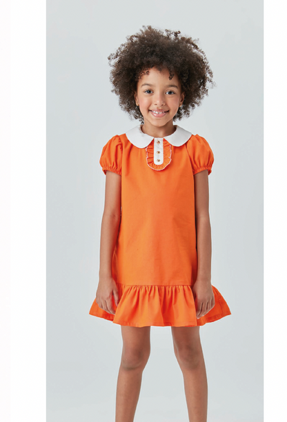 Vestido Infantil Jumper Algodão com Detalhe Gola - Beabá
