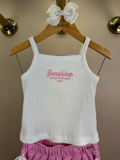 Conjunto Infantil Regata e Shorts Com Transpasse Cerejas - Momi