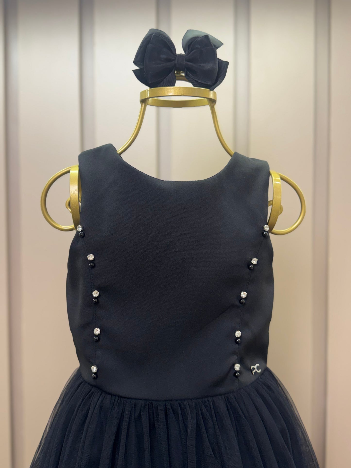 Vestido Infantil Alfaiataria Tule Strass Preto - Petit Cherie
