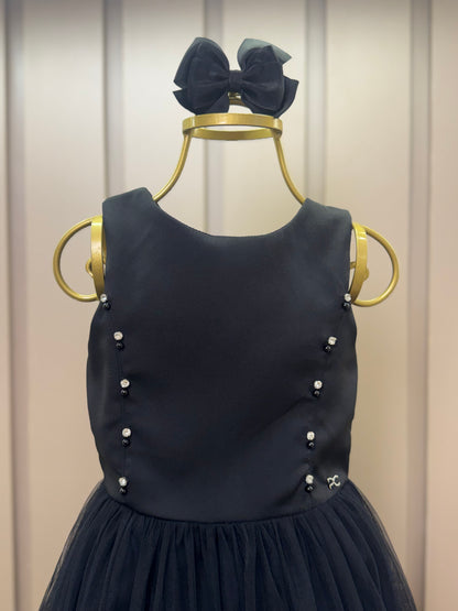 Vestido Infantil Alfaiataria Tule Strass Preto - Petit Cherie