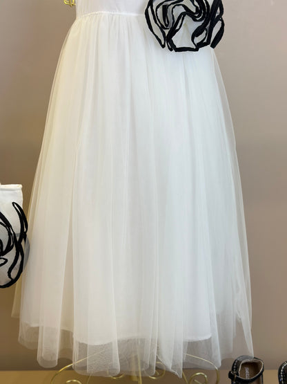 Vestido Infantil Tule Max Flor Bicolor - Pituchinhus
