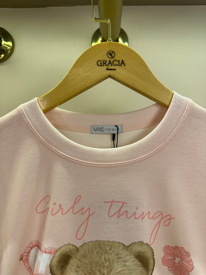 Pijama Teen Blusa e Short Rosa Claro - Vic Vick