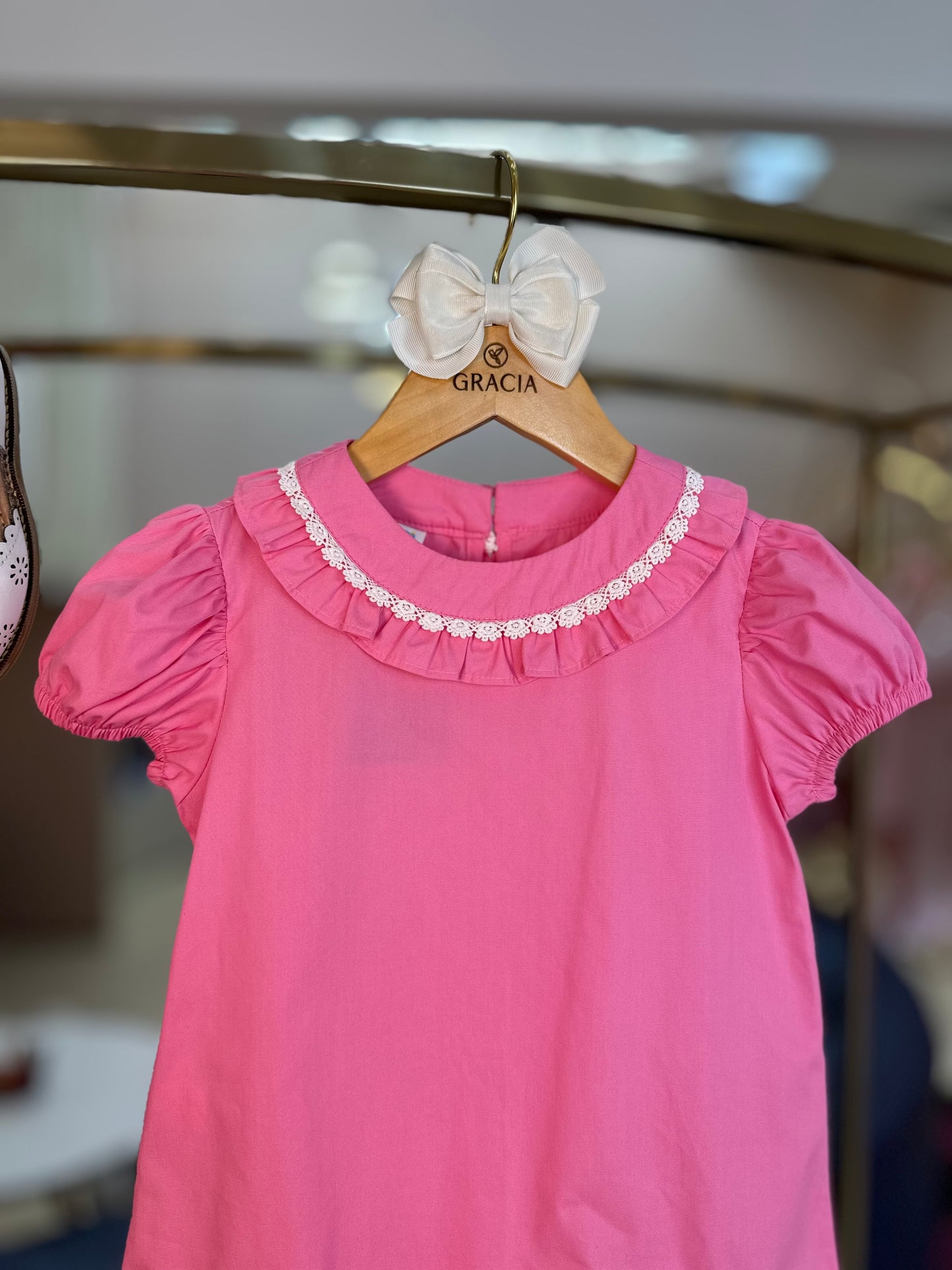 Vestido Infantil de Algodão Pink com Renda - Beabá