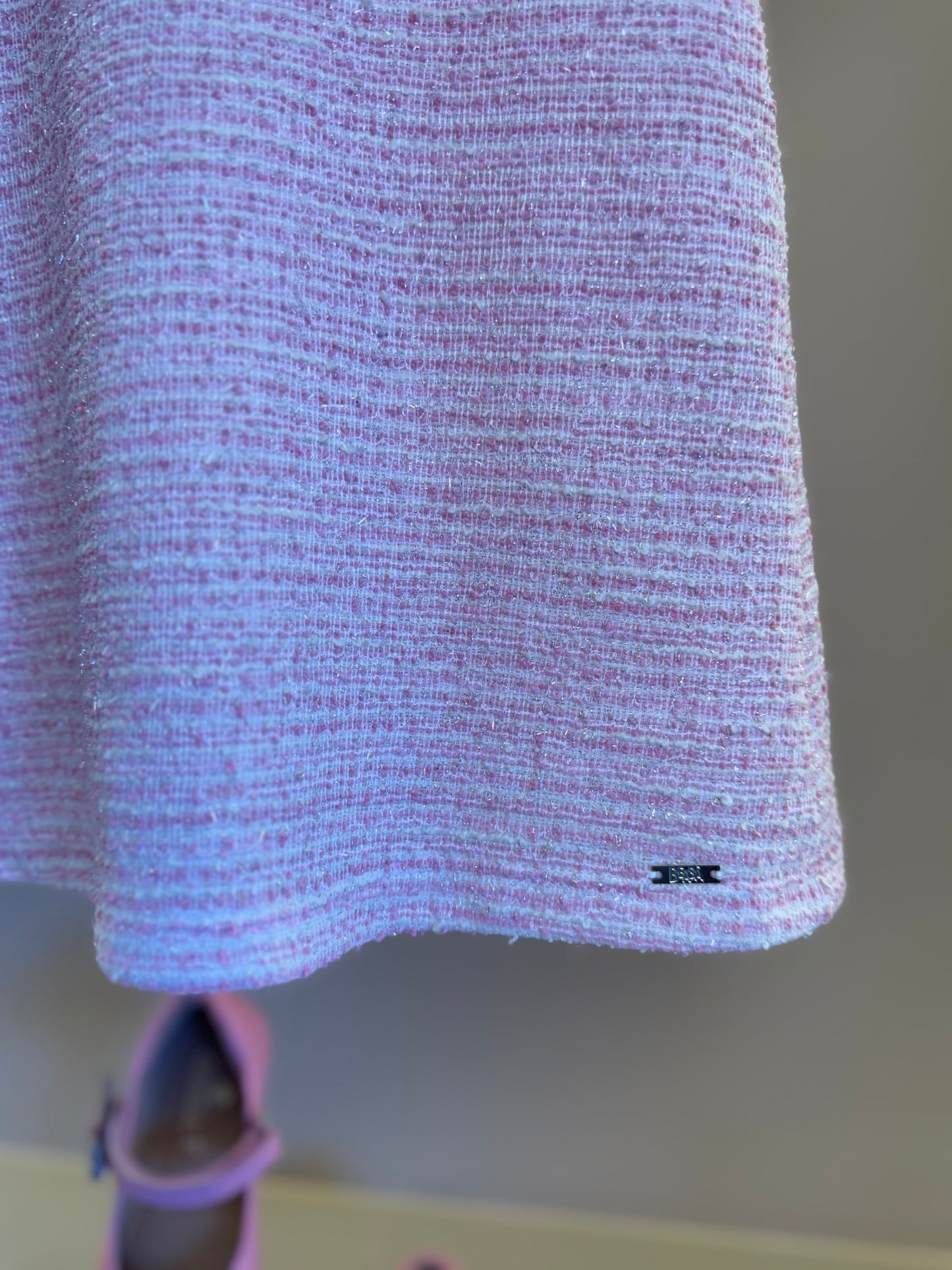 Vestido Infantil Reto Malha Tweed Algodão Gola Alfaiataria Rosa Claro - Beabá
