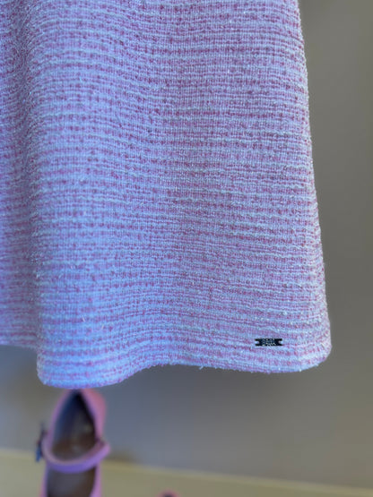 Vestido Infantil Reto Malha Tweed Algodão Gola Alfaiataria Rosa Claro - Beabá