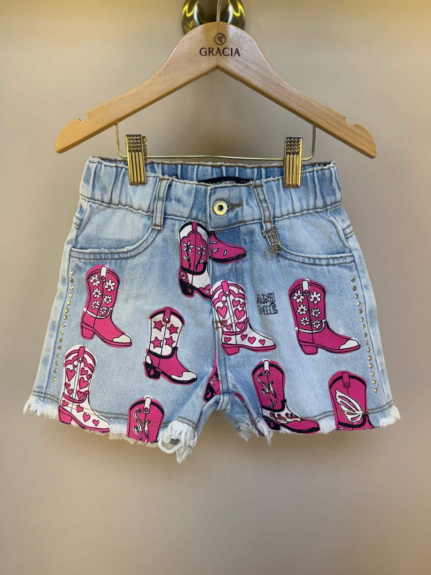 Shorts Jeans Infantil Botas - Animê