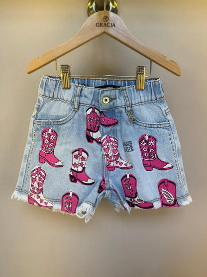 Shorts Jeans Infantil Botas - Animê