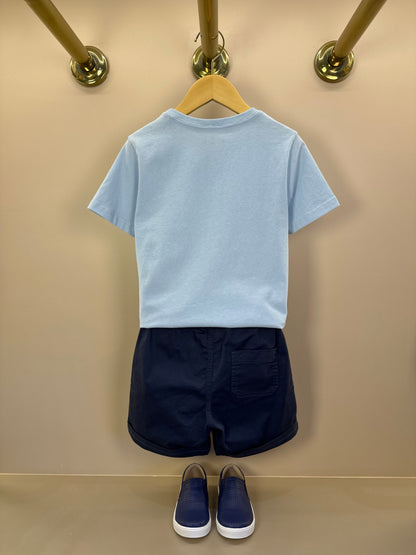 Camiseta Infantil Básica Algodão MC Azul Céu - Dudes