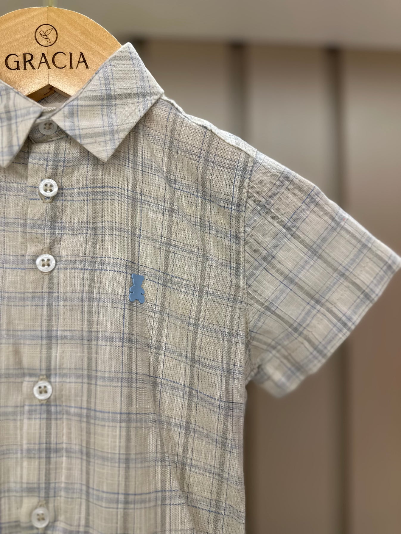 Camisa-body Bebê Algodão Xadrez Linho - Dame