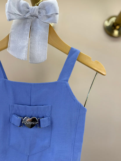 Conjunto Infantil Blusa com Alça e Short-Saia Azul Medio - Infanti