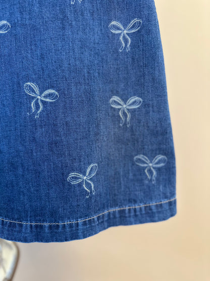 Vestido Infantil Jeans Laços e Cristais - Pituchinhus