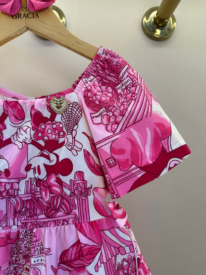 Vestido Infantil Barrado Minnie - Animê