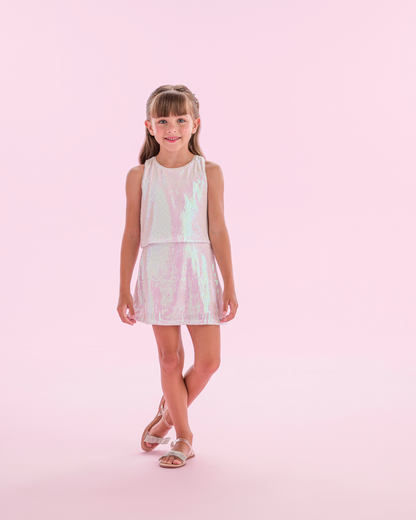 Conjunto Infantil Blusa e Saia Paetês Furta Cor - Petit Cherie
