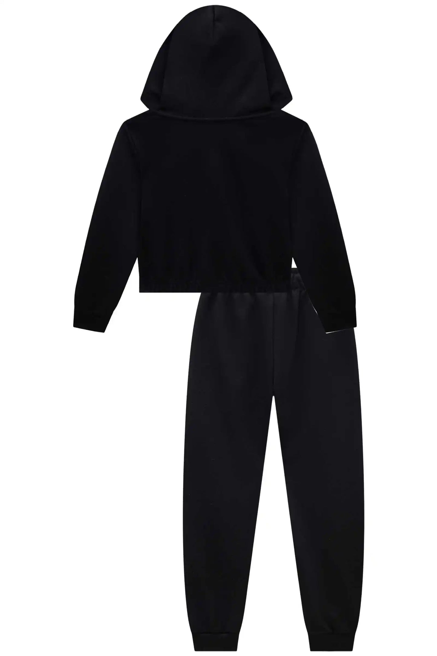 Conjunto Infantil Blusão Boxy Lacinhos Strass e Calça Jogger Tecnonew Preto - Infanti
