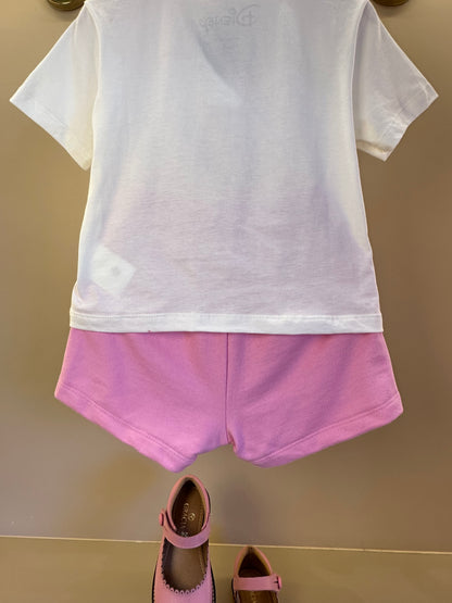 Conjunto Infantil Blusa Daisy Duck Com Laço e Shorts Saia Com Cós de Elástico - Momi
