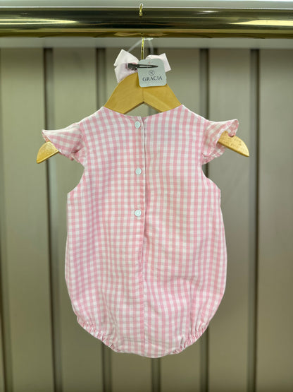 Romper Bebê Algodão Fofinho Rosa Strass - Um Mais Um