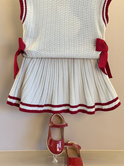 Conjunto Infantil Colete e Saia Tricot Minnie Pérola - Animê