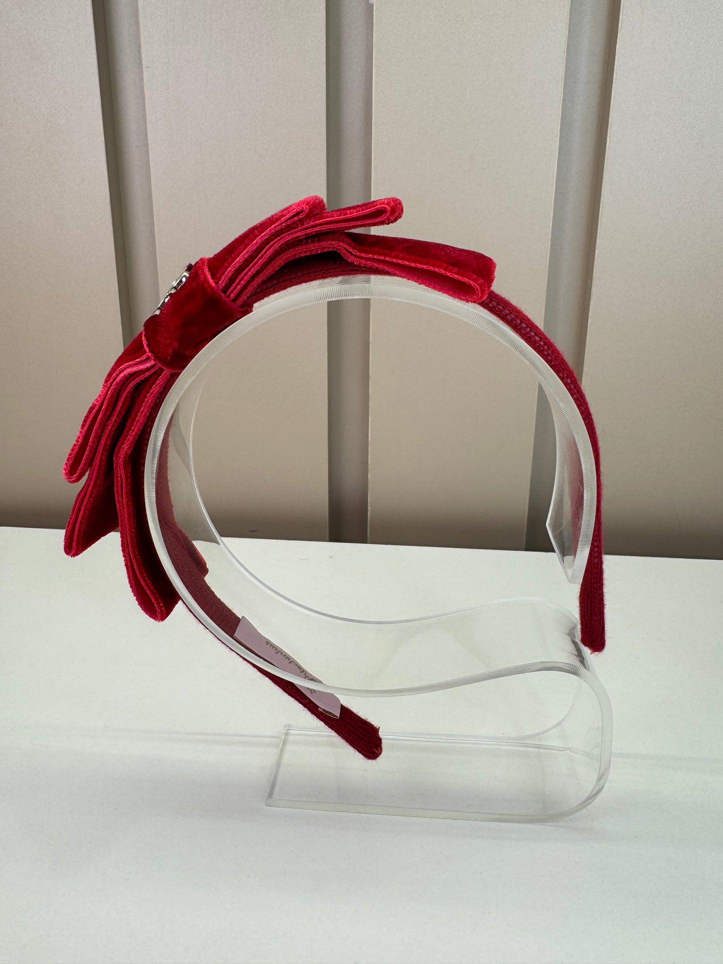 Arquinho Infantil Laço Triplo Veludo Vermelho - Pituchinhus