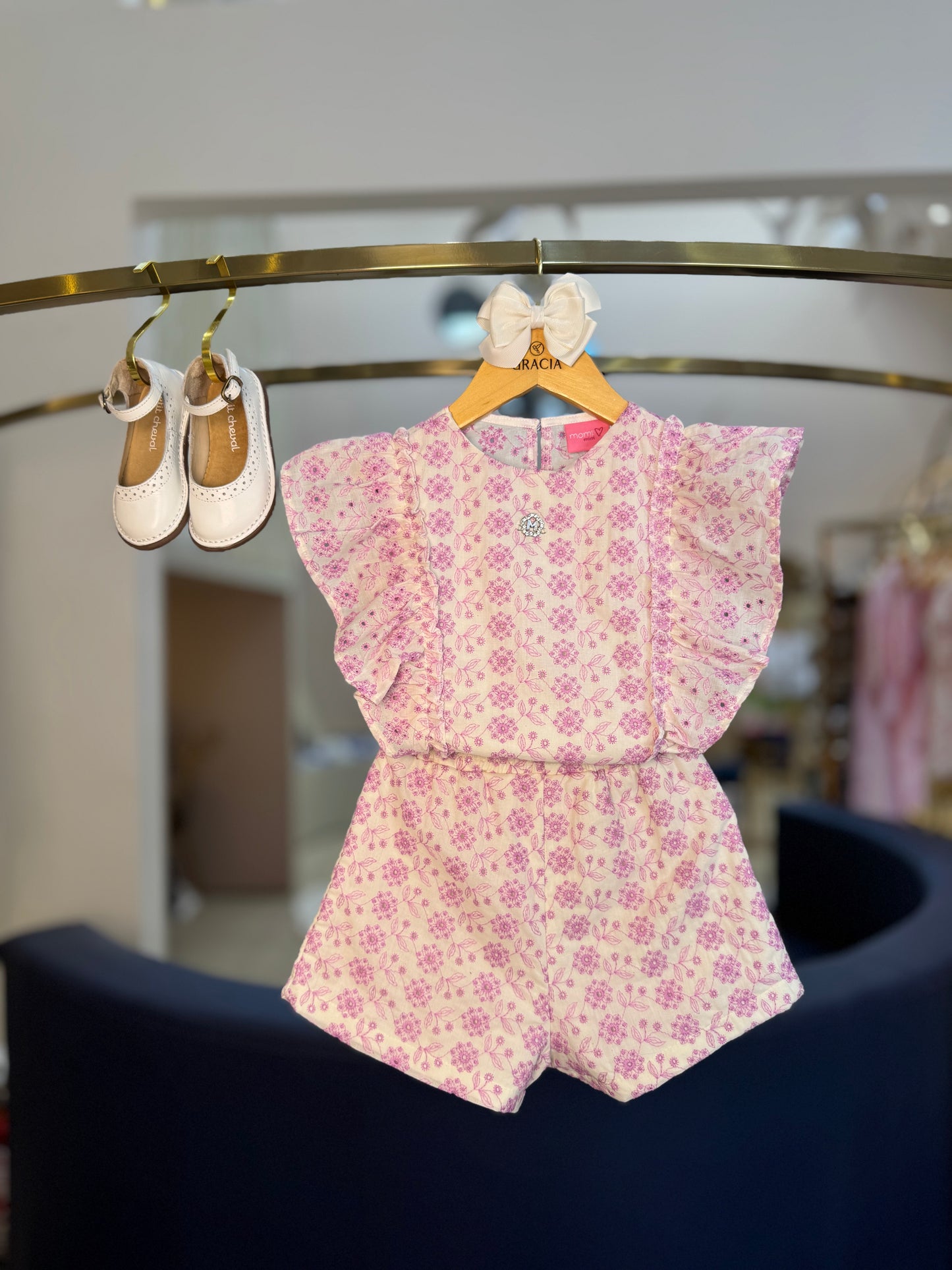 Conjunto Infantil Laise Flor Arabesco Lilás - Momi