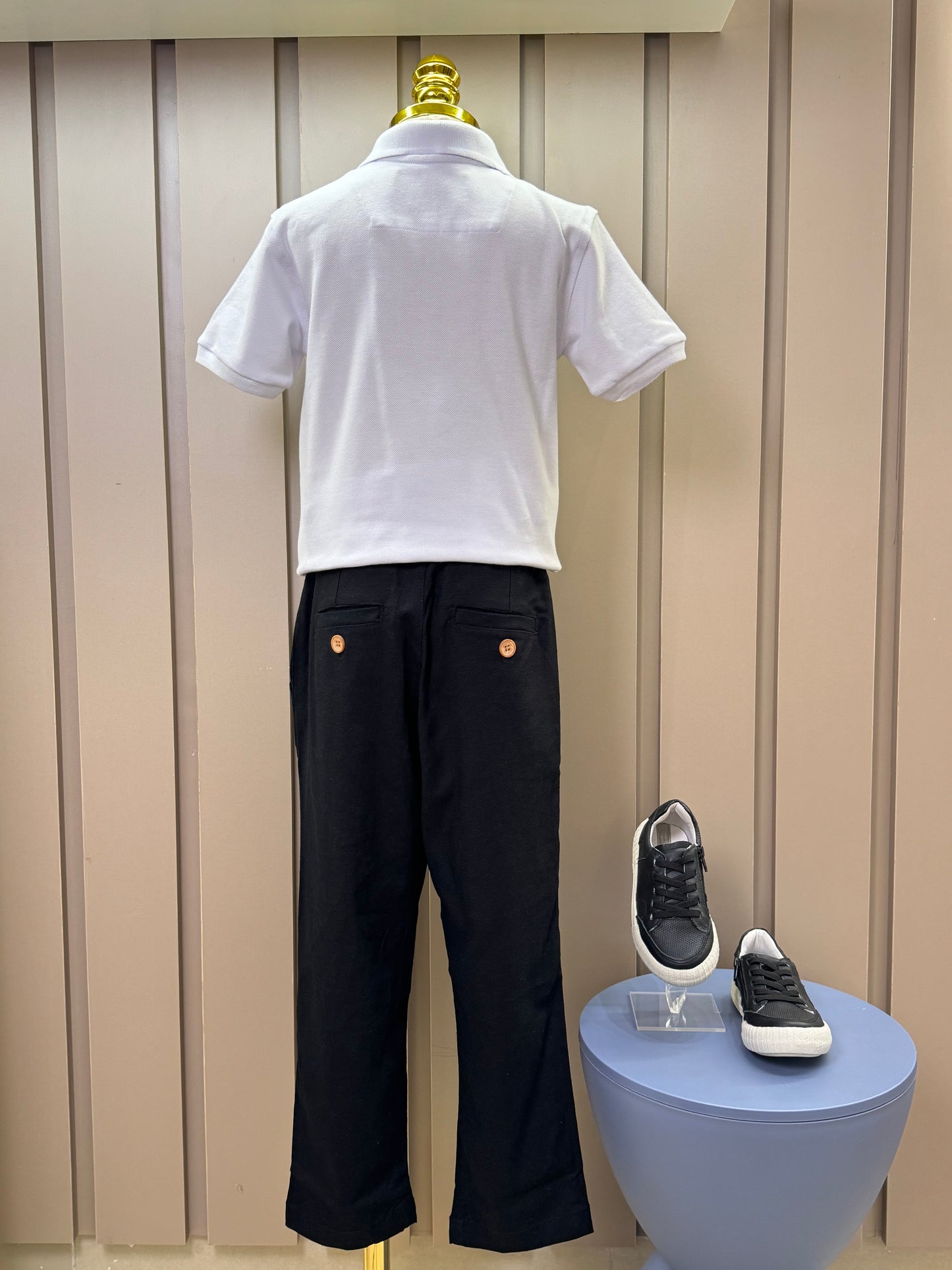 Calça Infantil Linho Cordão Preta - Dudes