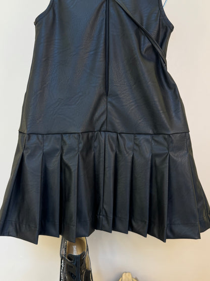 Vestido Infantil Trapézio Couro Tech com Bolsa Ursinho - Luluzinha