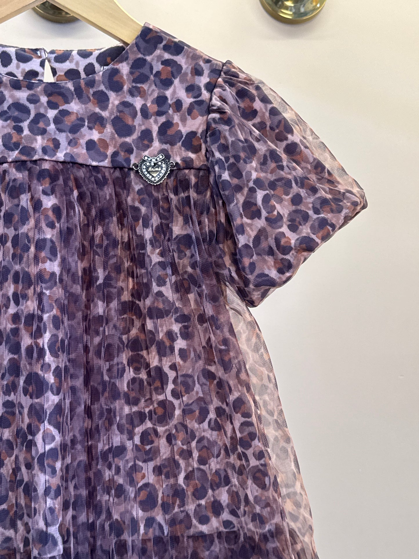 Vestido Infantil Tule Plissado Animal Print - Animê