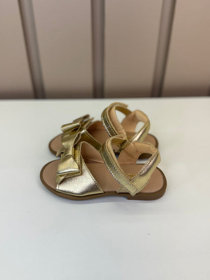 Sandália Infantil Manu Laço Velcro Dourada - Gracia