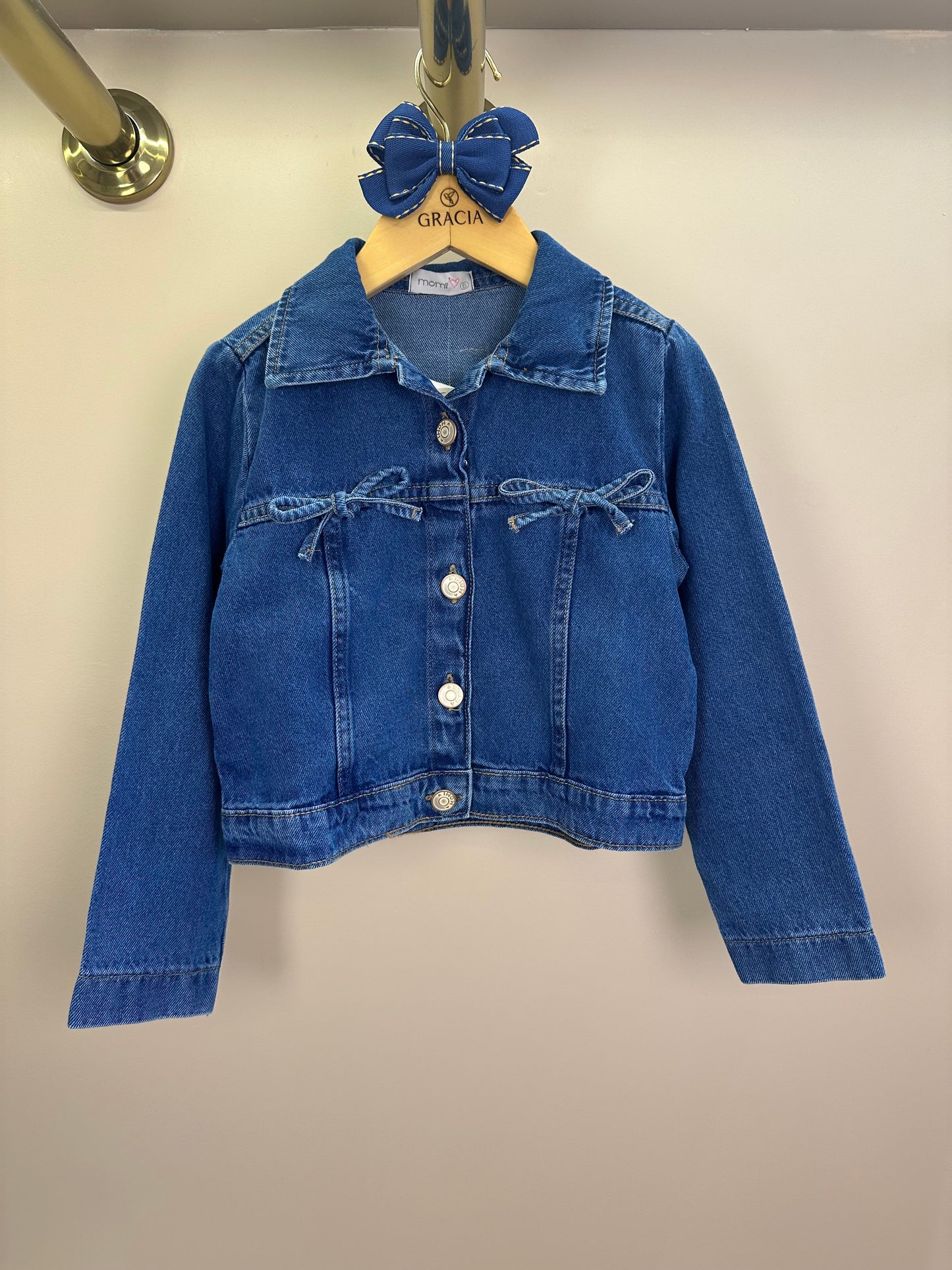 Jaqueta Infantil Jeans com Laços - Momi
