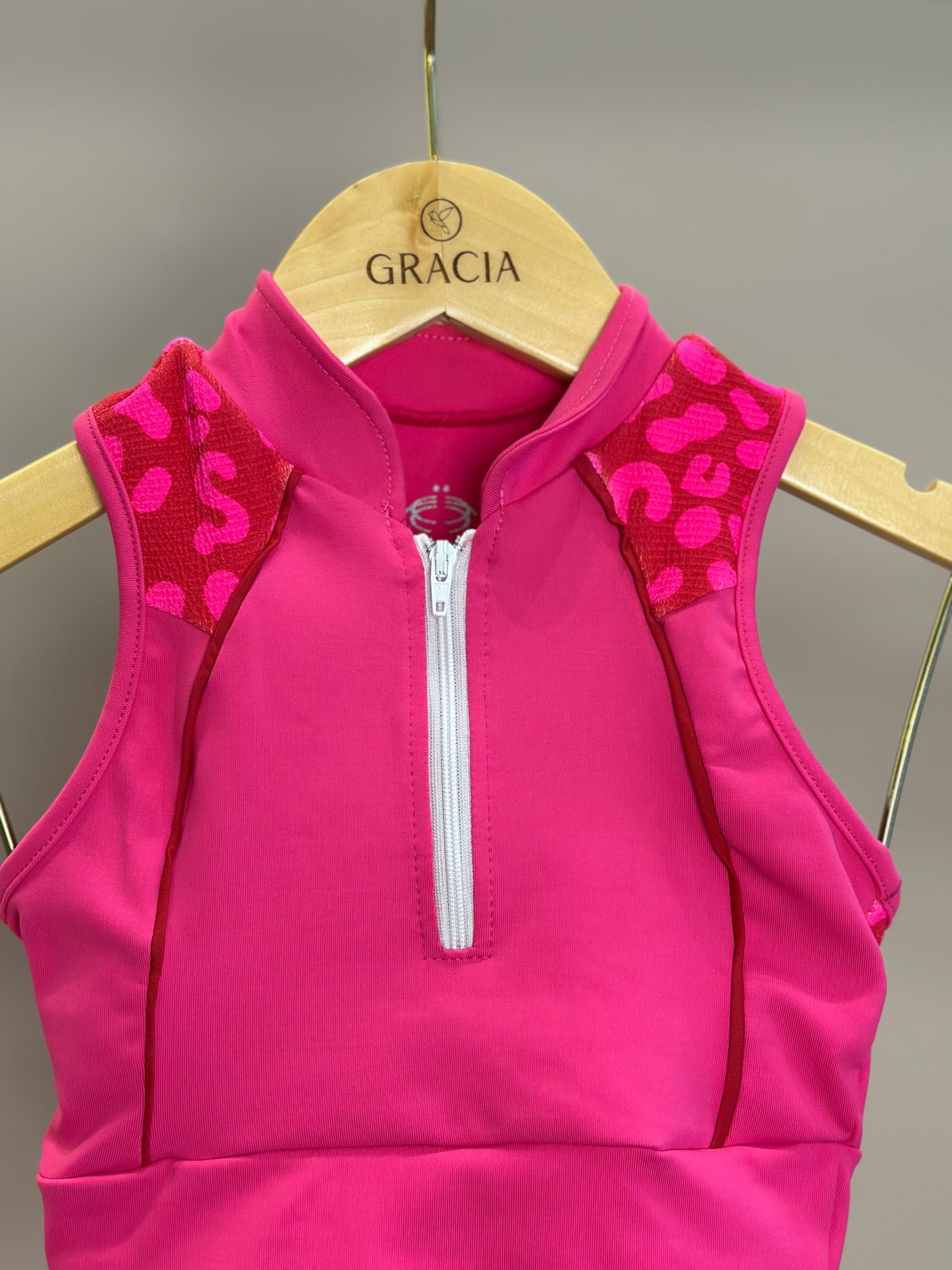 Conjunto Infantil Top e Legging Fuseau Atena Oncinha Pink - Siri Sport