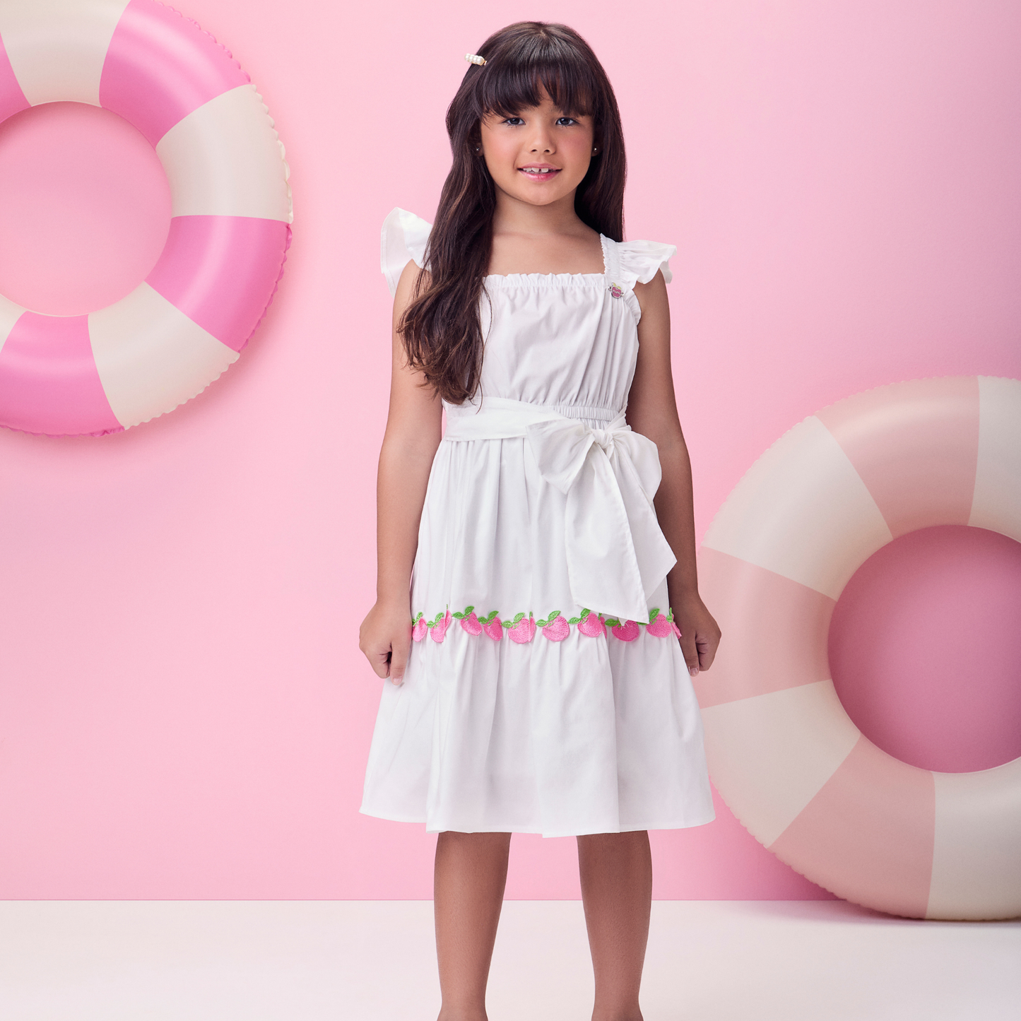 Vestido Infantil Algodão Maçãzinhas - Momi PRÉ-VENDA