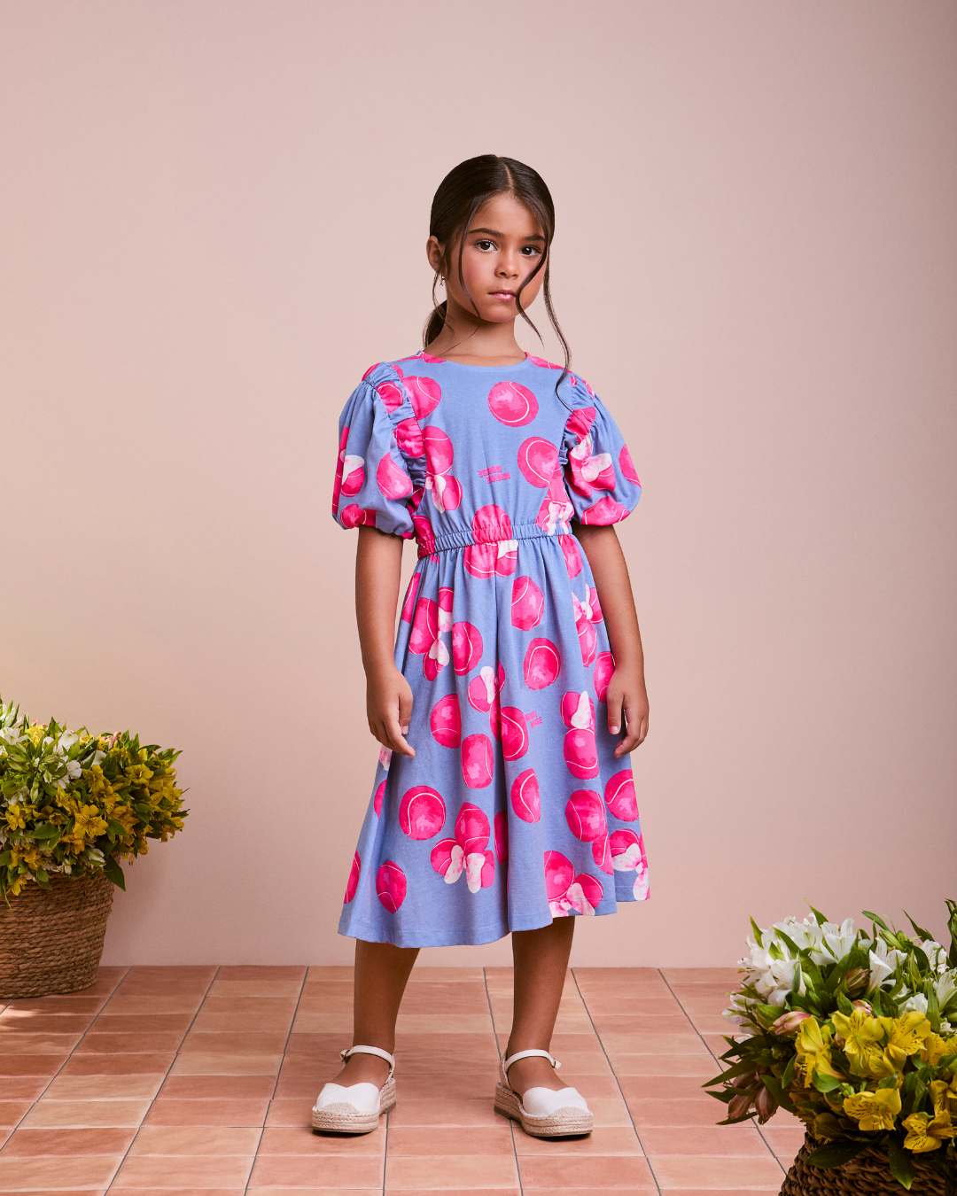 Vestido Infantil Minnie Bolas Tennis Pink - Animê