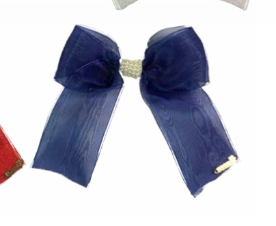 Laço Infantil Organza Azul Marinho Miolo Pérolas - Roana