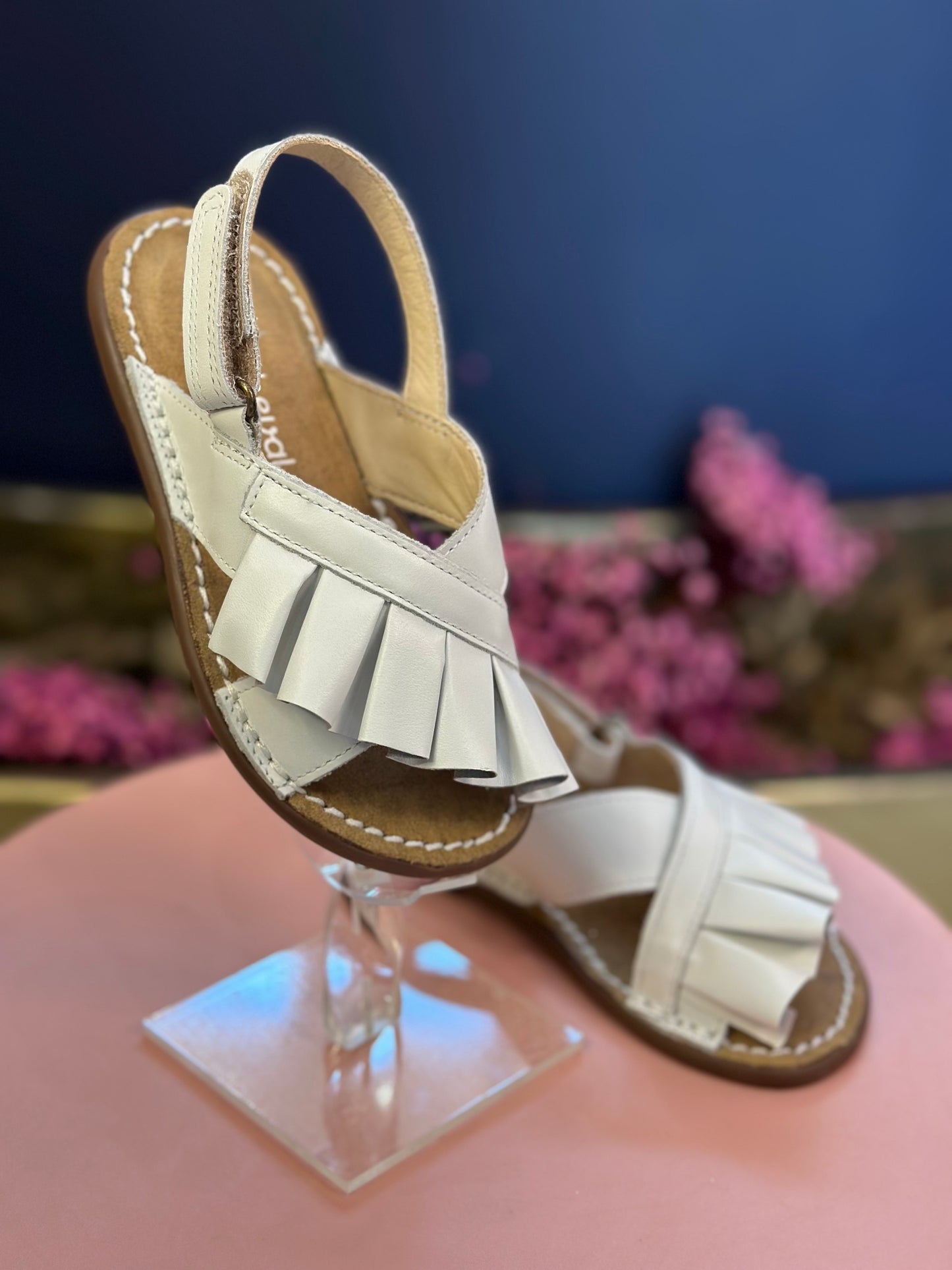 Sandália Infantil Babado Branca - Petit Cheval