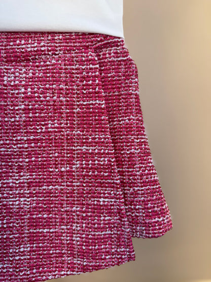 Conjunto Infantil Blusa Manga Longa Gola Laço e Shorts-saia Tweed - Momi