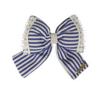 Laço Infantil Listras Navy Pérolas - Roana