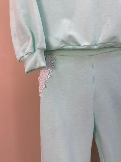 Conjunto Infantil Comfy Blusa e Calça com Renda Acqua - Gabriela Aquarela