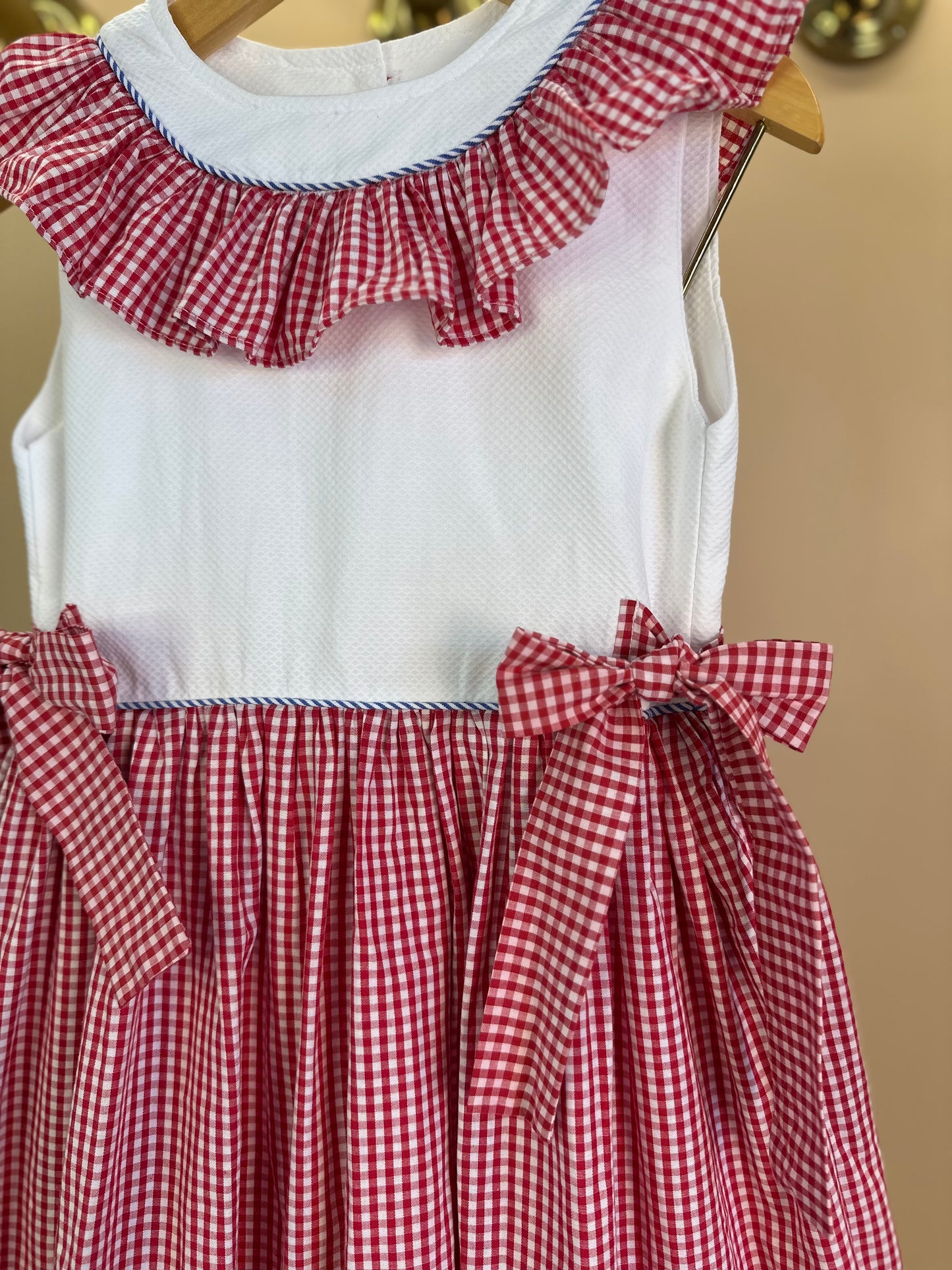 Vestido Infantil Clássico Algodão Coraline Vichy Vermelho - Gracia