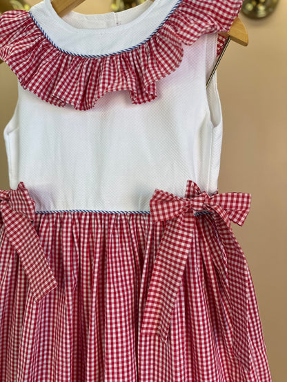 Vestido Infantil Clássico Algodão Coraline Vichy Vermelho - Gracia