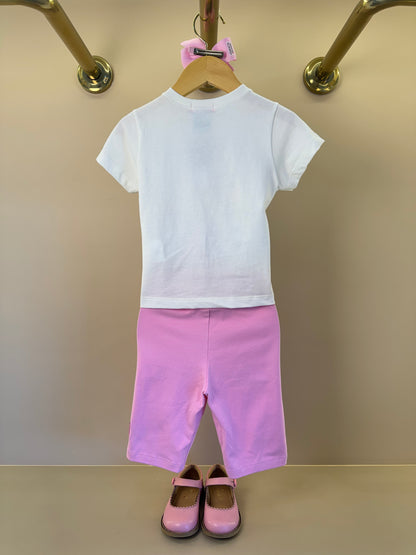 Conjunto Infantil Blusa Hello Kitty Com Strass e Shorts Legging Rosa - Momi