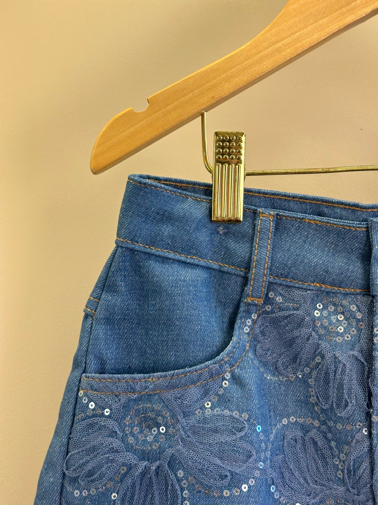 Shorts Infantil Bordado Tule Flores - Animê