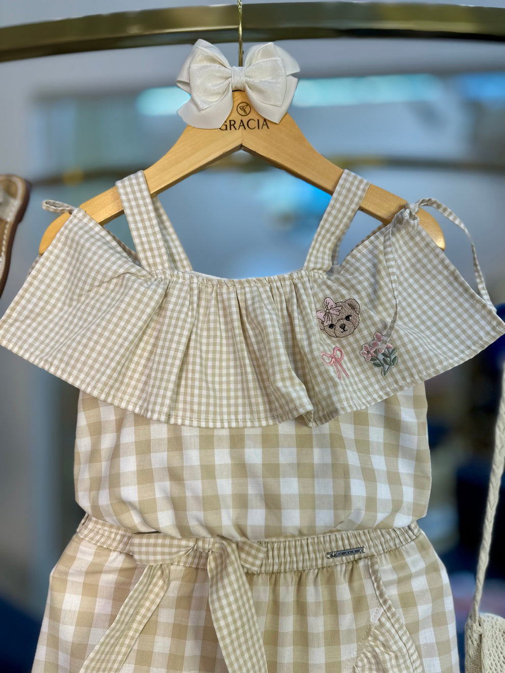 Blusa Infantil Ciganinha Xadrez Patches - Pituchinhus